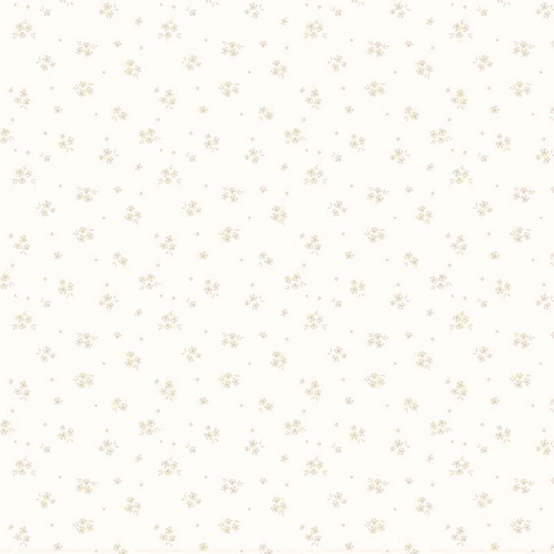 Light cream fabric with small, delicate floral patterns throughout.