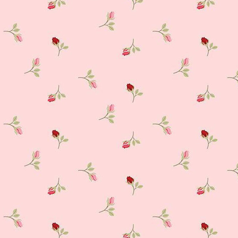 fabric pattern of roses on a light pink background