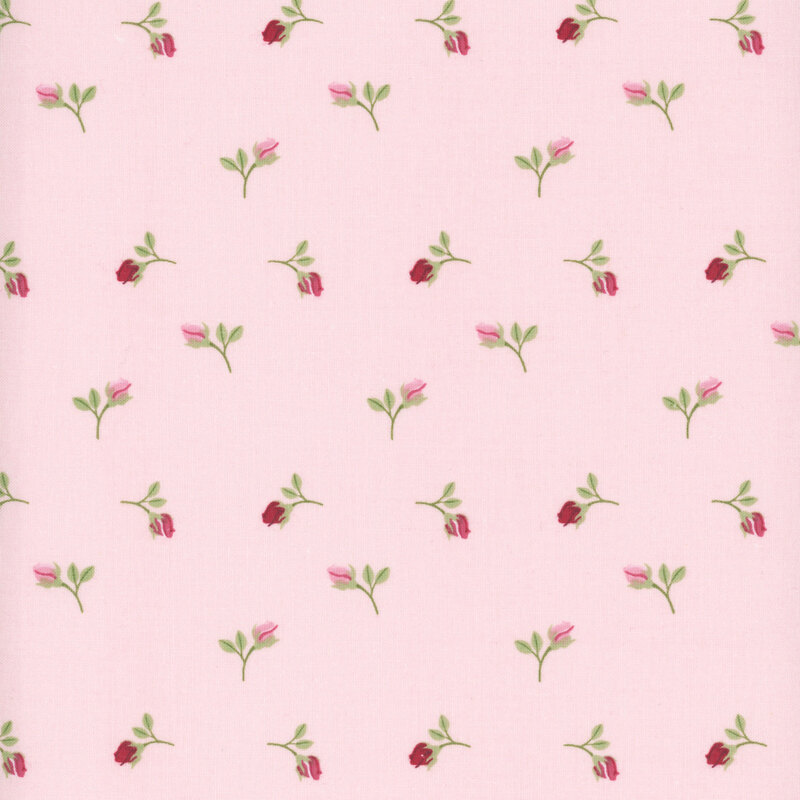 fabric pattern of roses on a light pink background