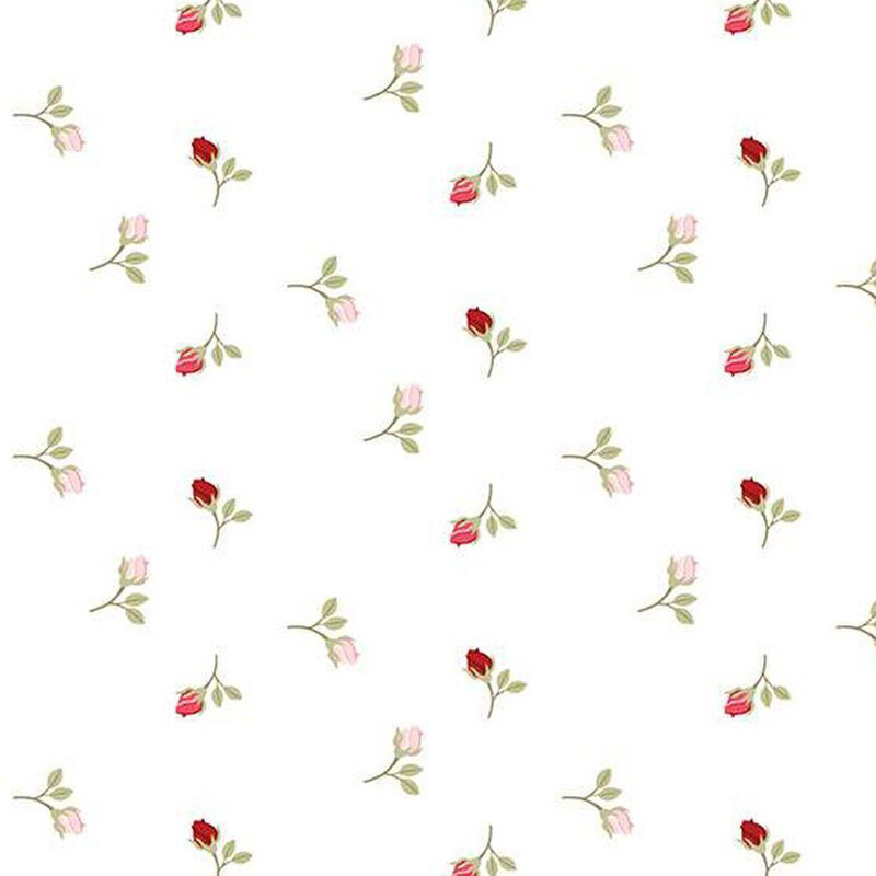 fabric pattern of roses on a white background