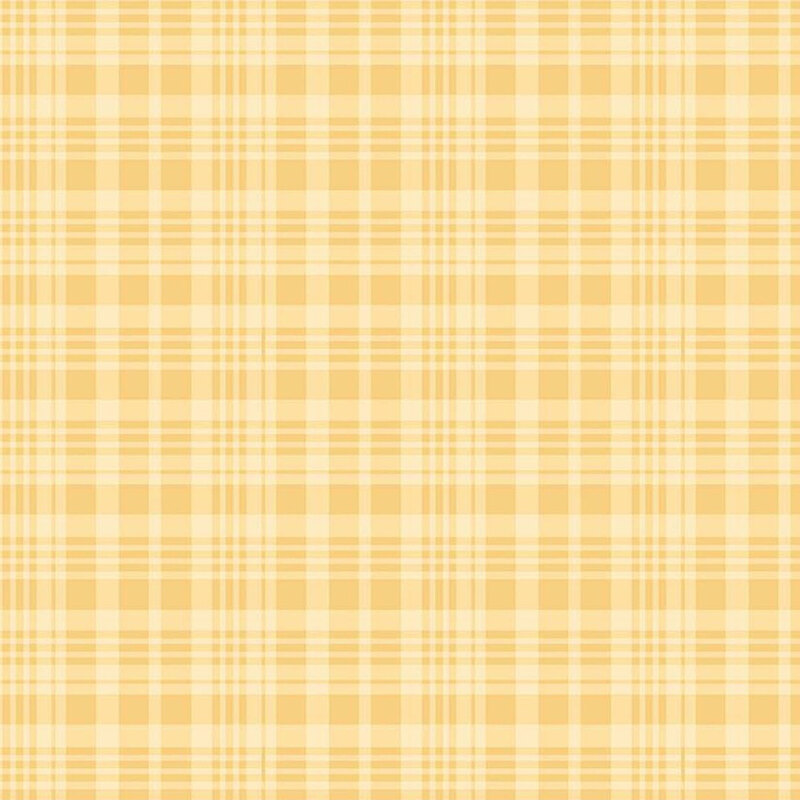 Light yellow plaid fabric with thin white lines creating a grid design.