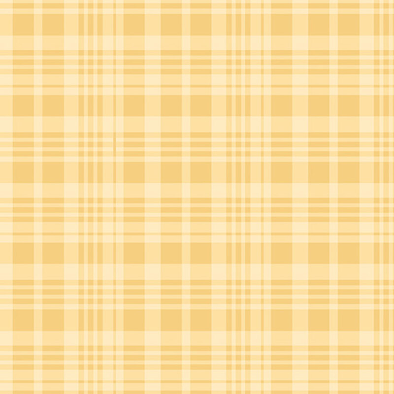 Light yellow plaid fabric with thin white lines creating a grid design.