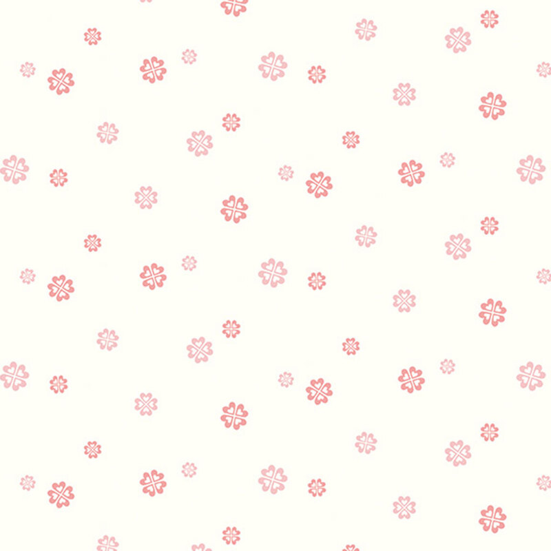 Pink floral blooms on a light cream background.