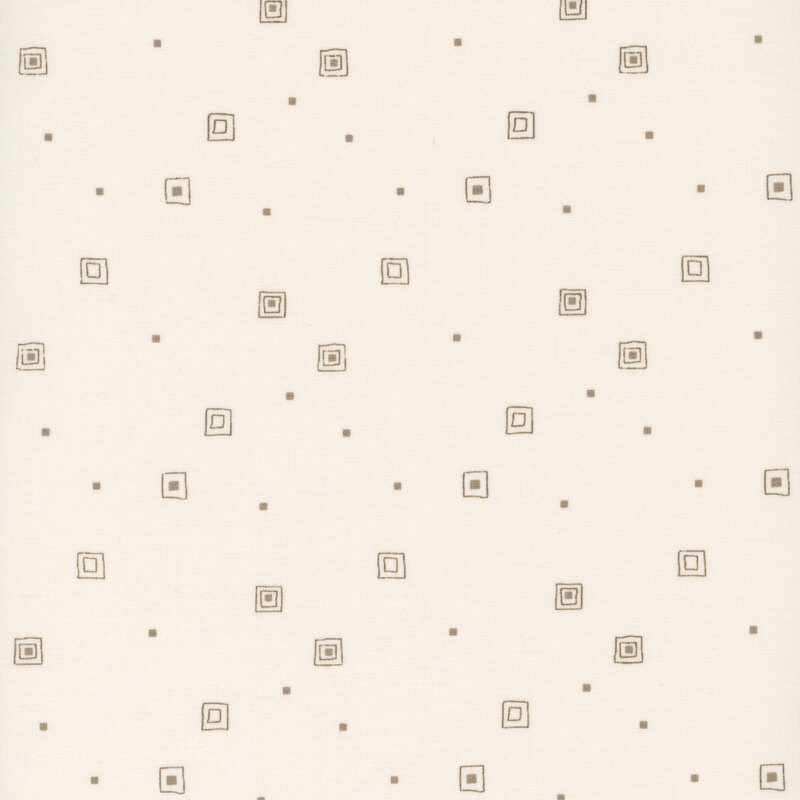 Cream fabric with hand-drawn boxes and small, scattered squares.