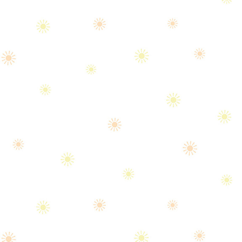 Orange and yellow sunbursts on a white background.