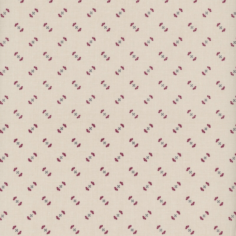 Tan fabric with zig-zagging abstract floral shapes.