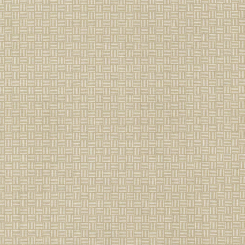 Taupe fabric with a cross-hatched texture design.