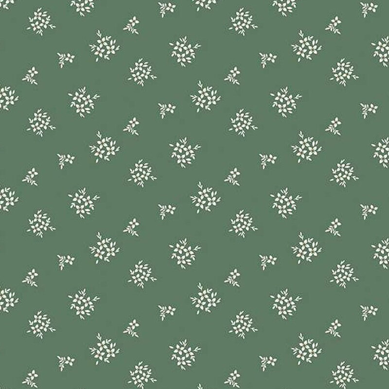 fabric pattern of floral bouquets on a green background