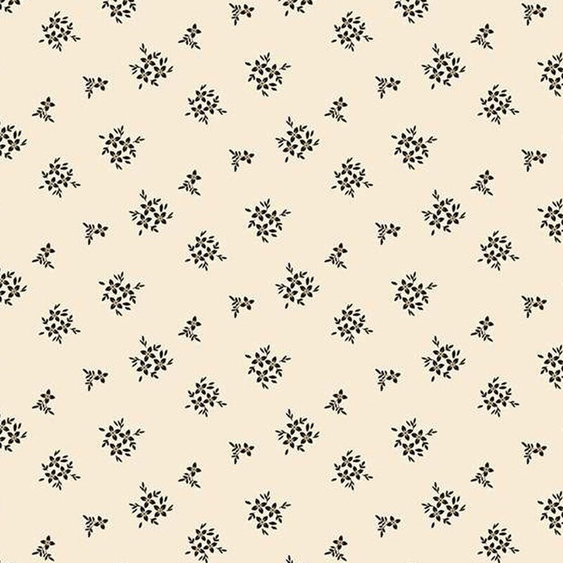 fabric pattern of floral bouquets on a cream background