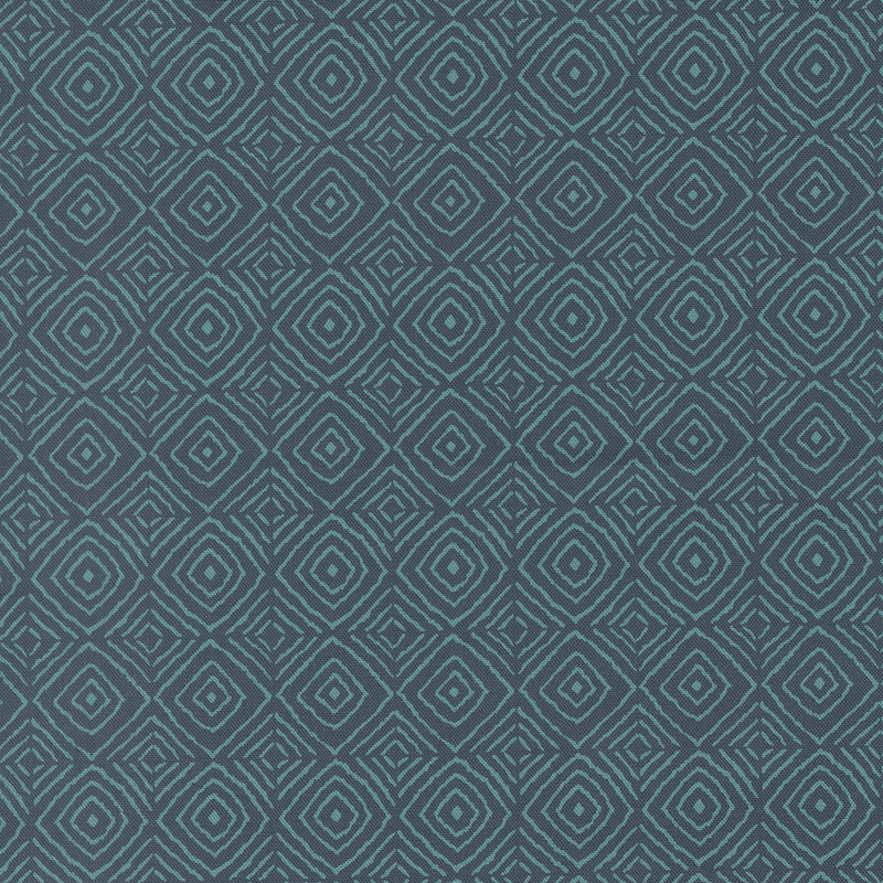 A repeating geometrical pattern of turquoise diamonds on a teal background.