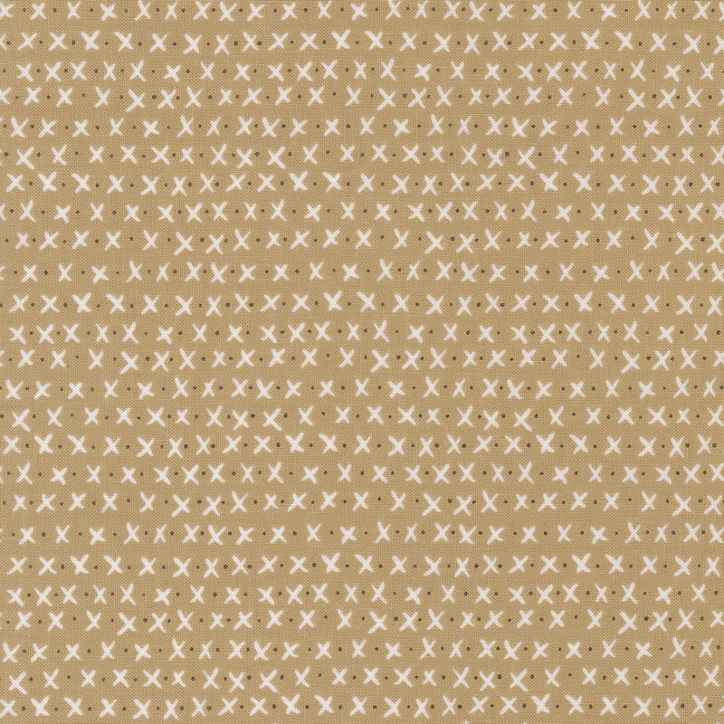 A repetitive pattern of small white X shapes on a light brown background.