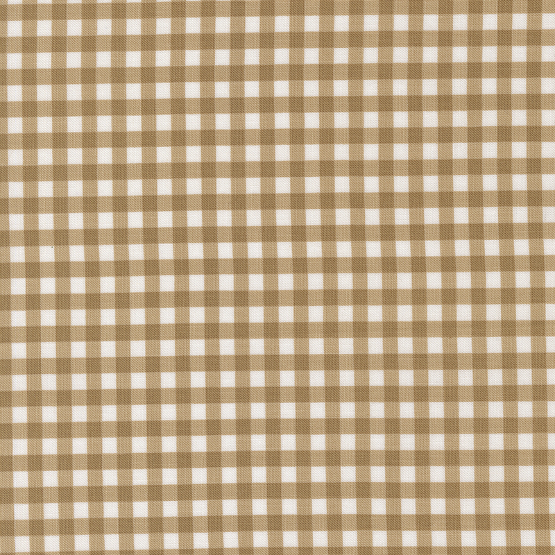 Brown and white gingham fabric