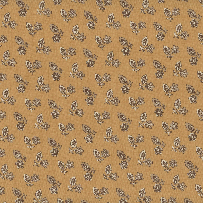 fabric pattern of peony flower motifs on a brown background