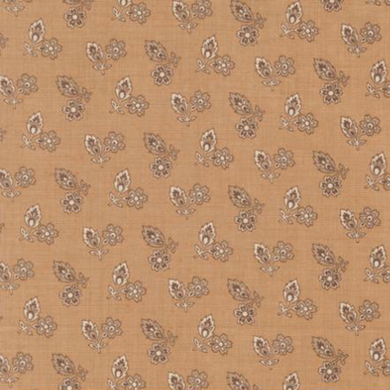 fabric pattern of penoy flower motifs on a brown background