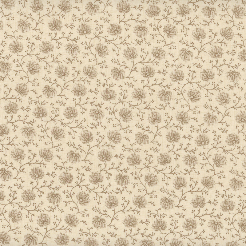 A tonal ivory fabric with thistles and sprawling vines. 