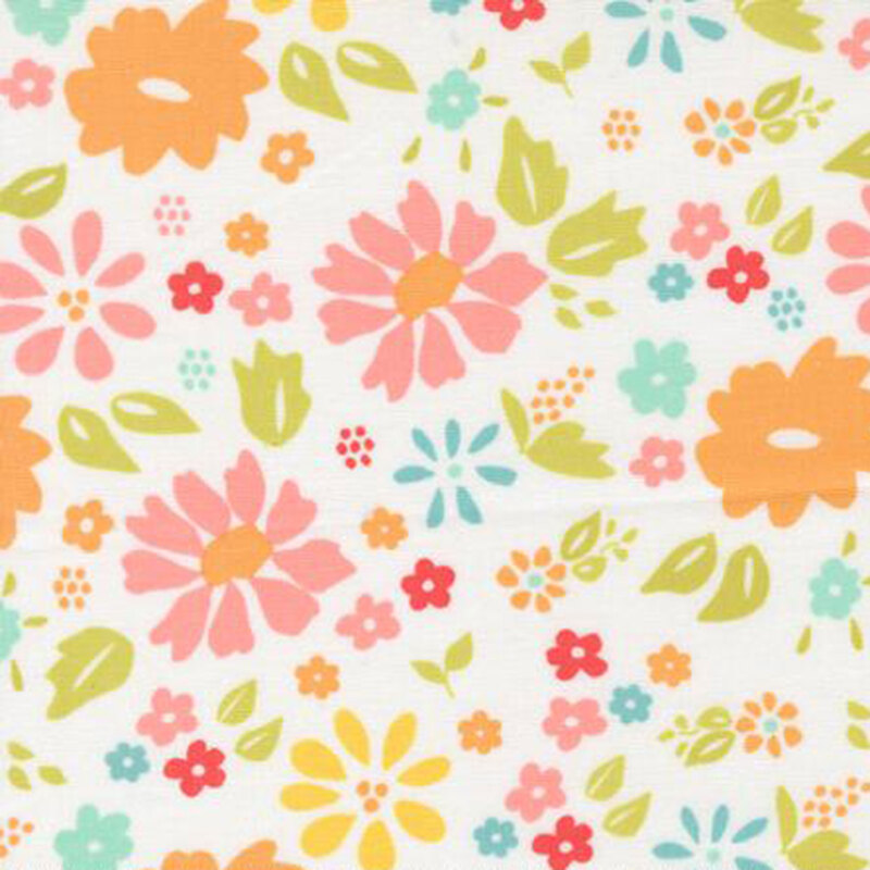 fabric pattern of florals spread over a white background