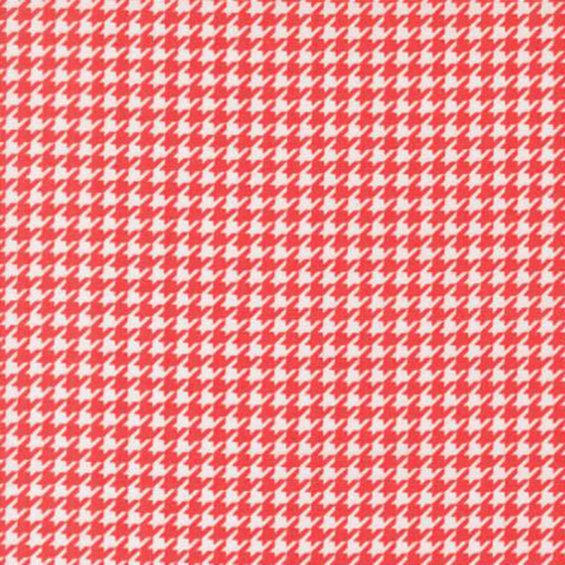 fabric pattern of an red and white houndstooth pattern