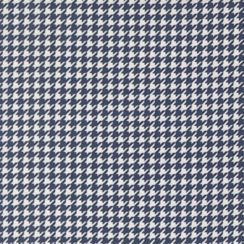 fabric pattern of an navy and white houndstooth pattern