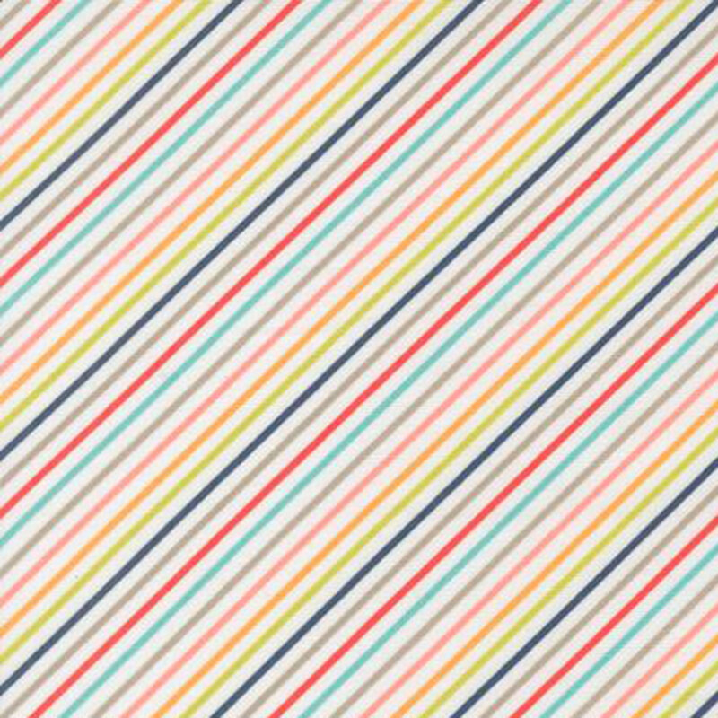 fabric pattern of colorful strips in a diagonal direction on a white background