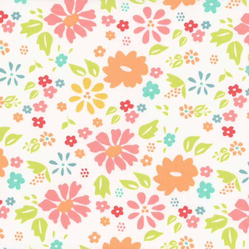 fabric pattern of florals spread across a white background