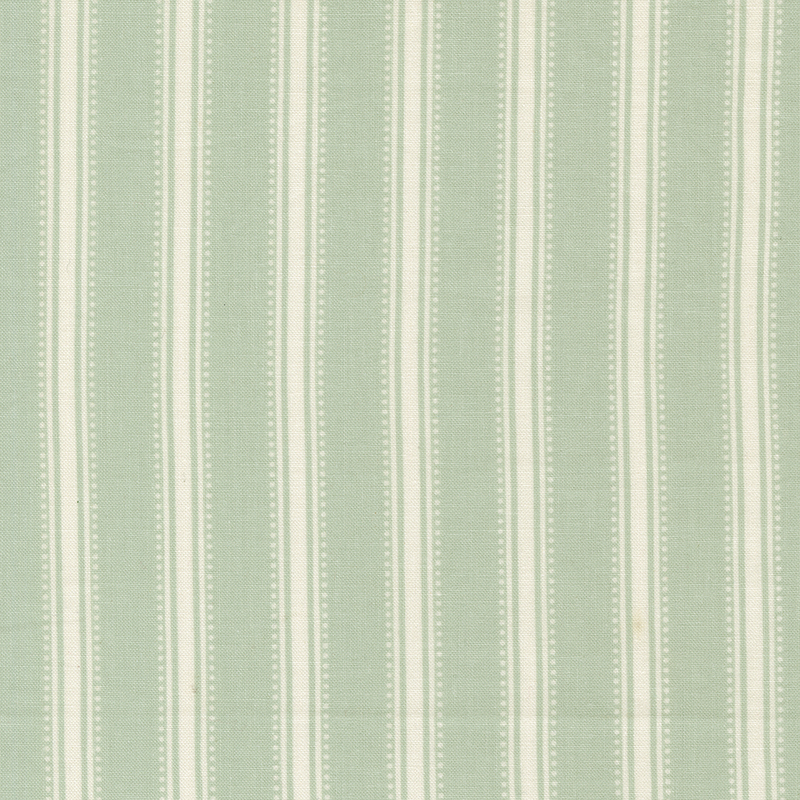 Aqua fabric with dotted cream stripes.