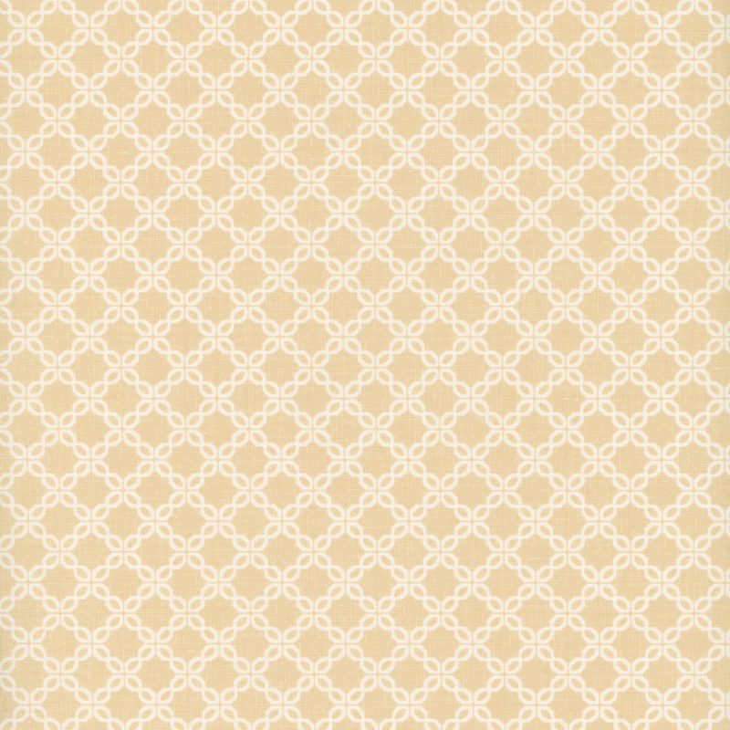 Almond brown fabric with a chain-like geometric pattern.