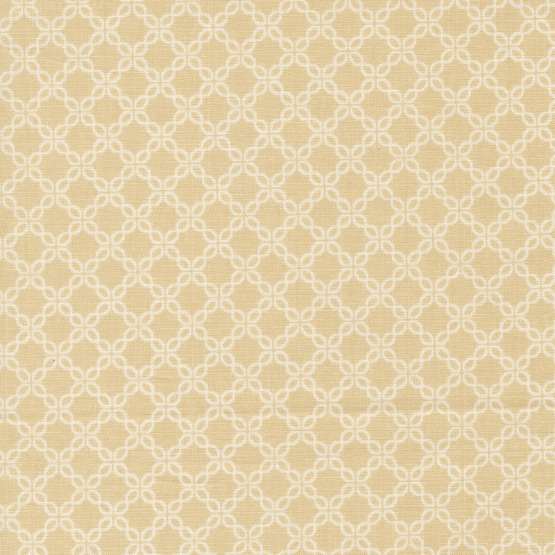 Almond brown fabric with a chain-like geometric pattern.