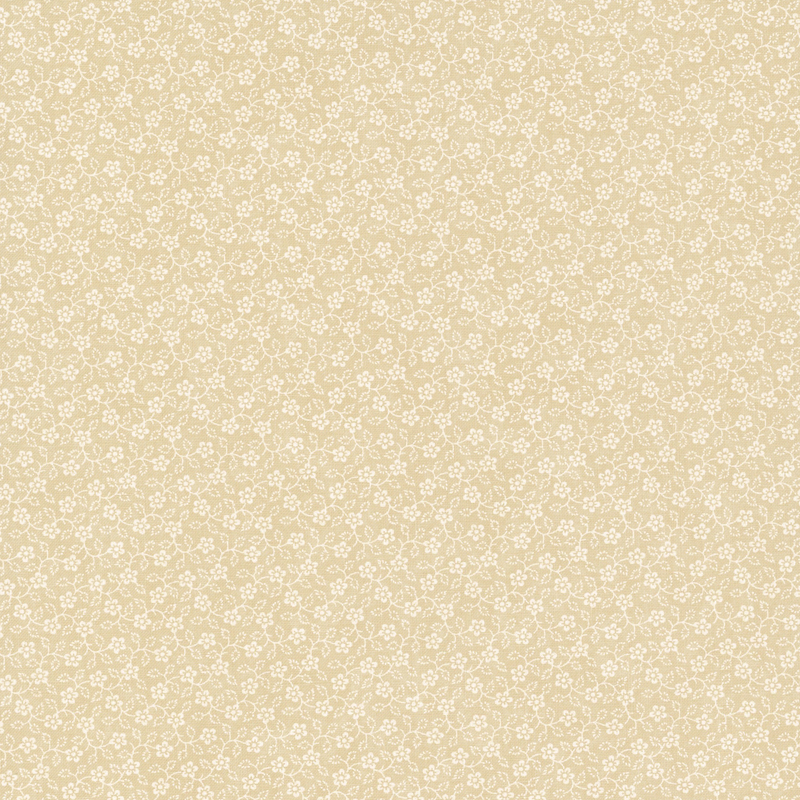 A light beige fabric pattern featuring small white floral designs.