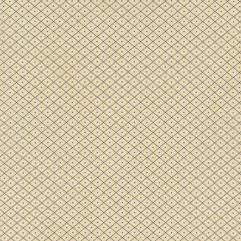 A beige fabric with a grid of small black diamonds and dots.