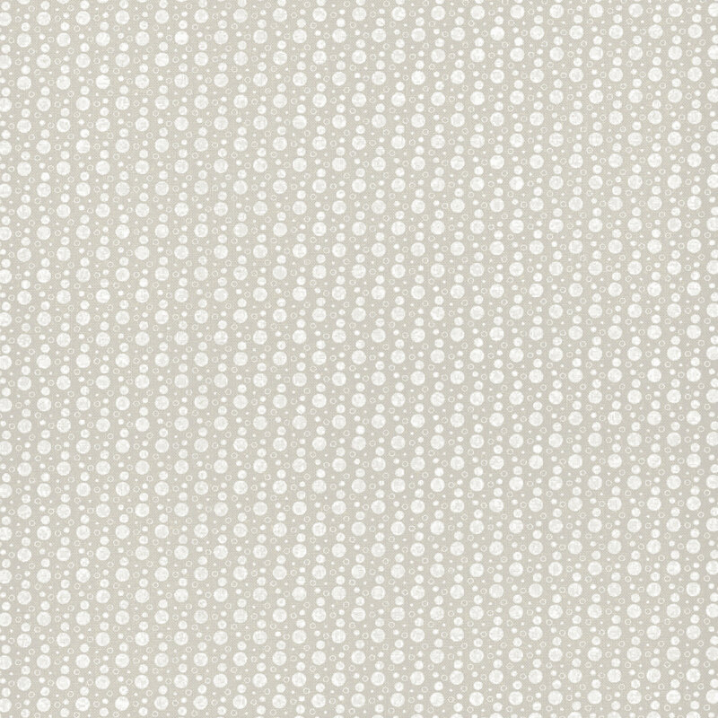 White on white fabric with a pattern of white dots, shown in gray and white.