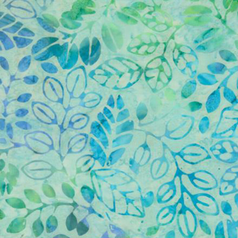 blue leaves on a mint background