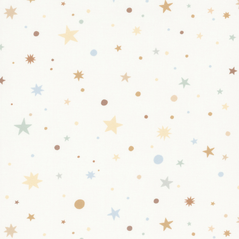 Cream fabric with scattered stars and polka dots.