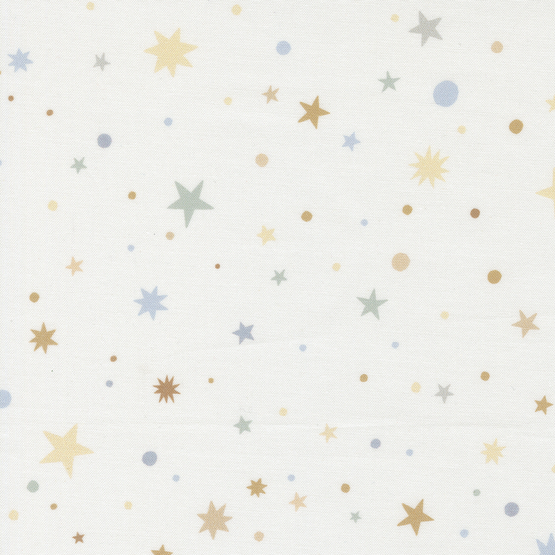 Cream fabric with scattered stars and polka dots.