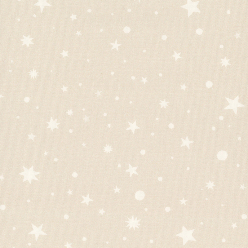 Tan fabric with scattered stars and polka dots.