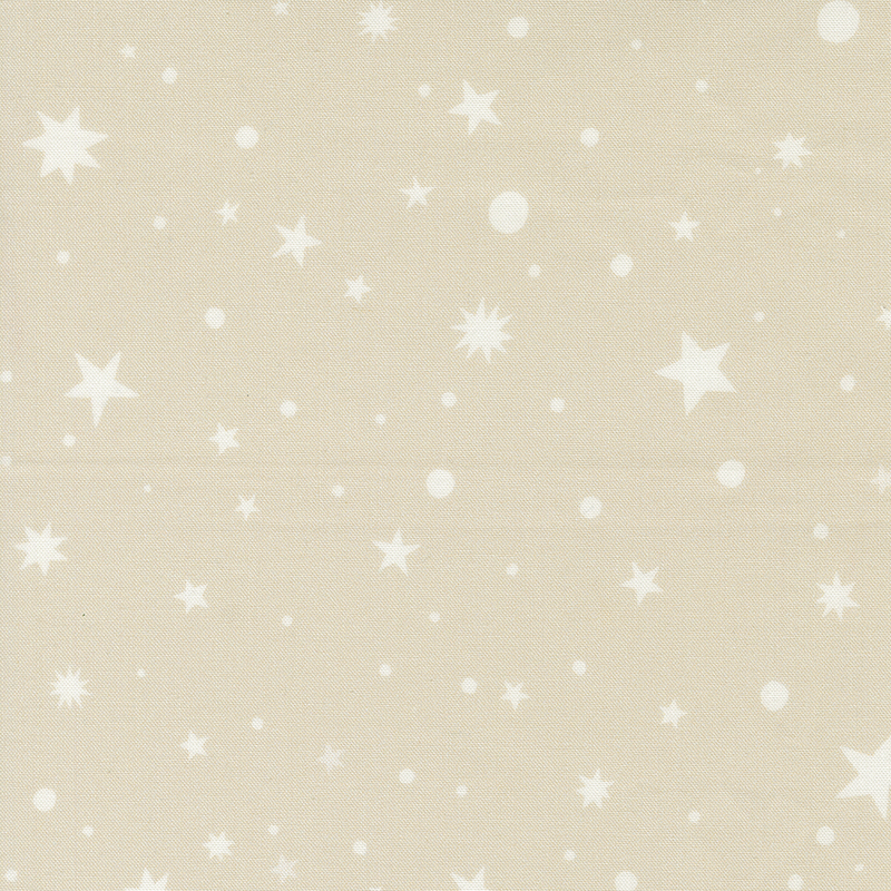 Tan fabric with scattered stars and polka dots.