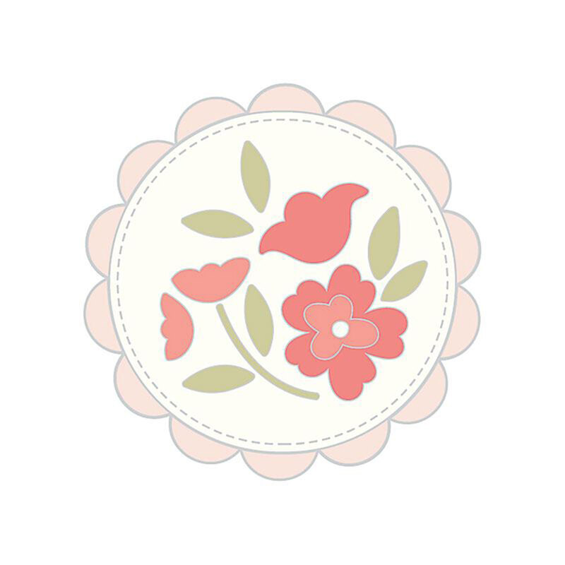 Digital mockup of the floral themed needle minder, isolated on a white background.