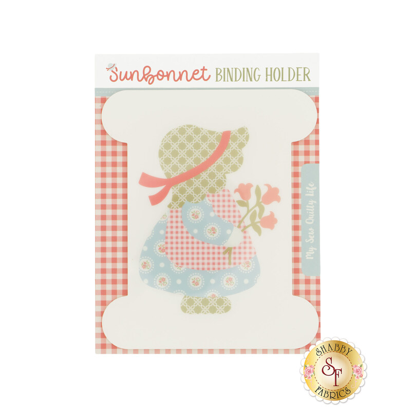 An acrylic binding holder featuring a design with a small girl wearing a sunbonnet and holding flowers.