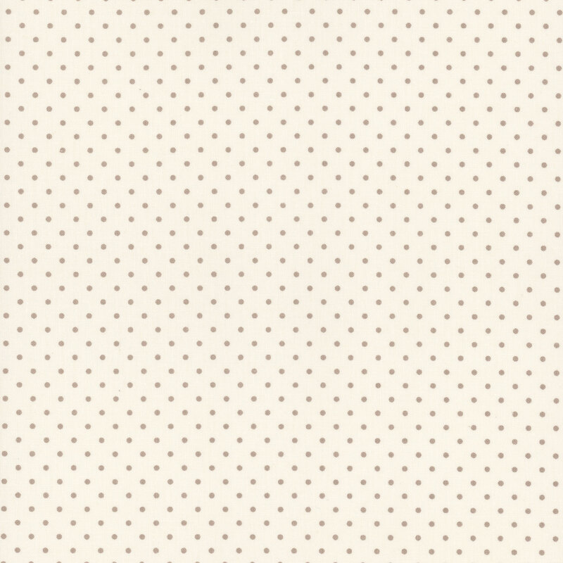 Cream fabric with neat rows of gray polka dots.