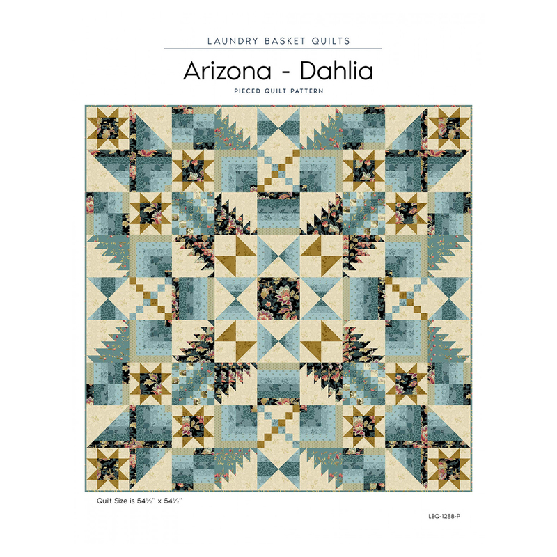 The front of the Arizona - Dahlia pattern featuring a digital version of the quilt isolated on a white background.