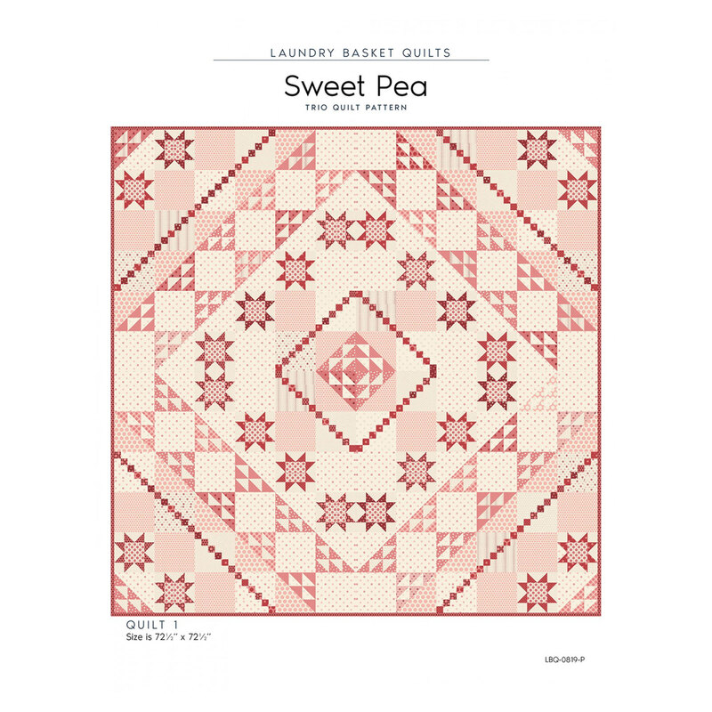 The front of the Sweet Pea pattern featuring a digital version of the quilt isolated on a white background.