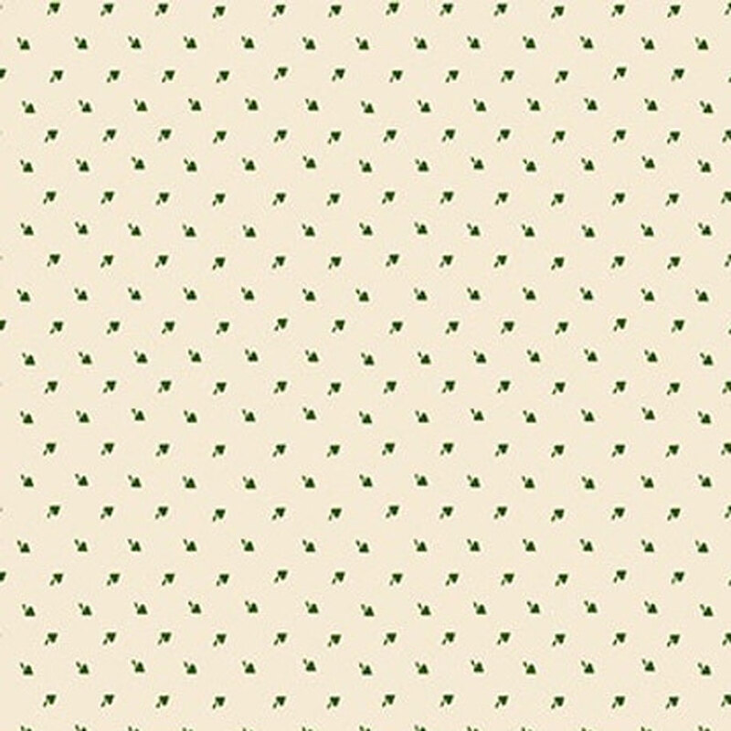 Light cream fabric with a pattern of small green spades