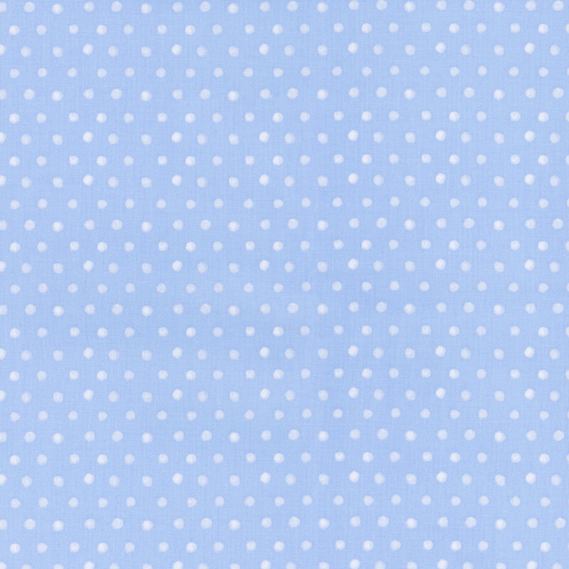 Light blue background with evenly spaced white polka dots.