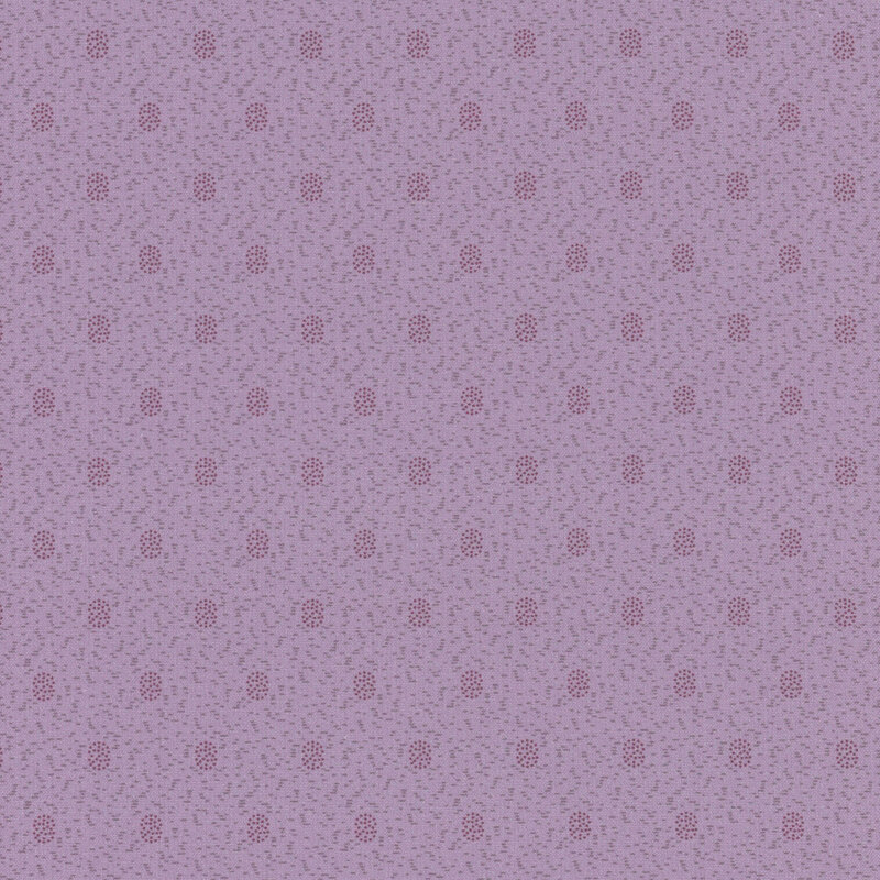 Light purple fabric with neat tonal rows of dotted ovals on a textured background.