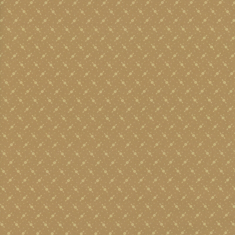 Sandy tan fabric with alternating rows of abstract dotted lines.
