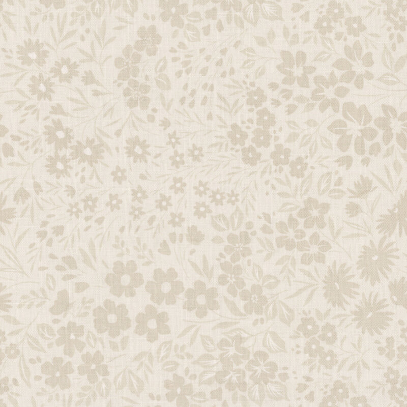 Light beige floral pattern with various small flowers and leaves on a cream background.
