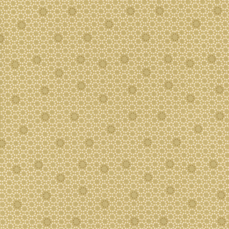 A textured background in muted green with a repeating pattern of small white dots.