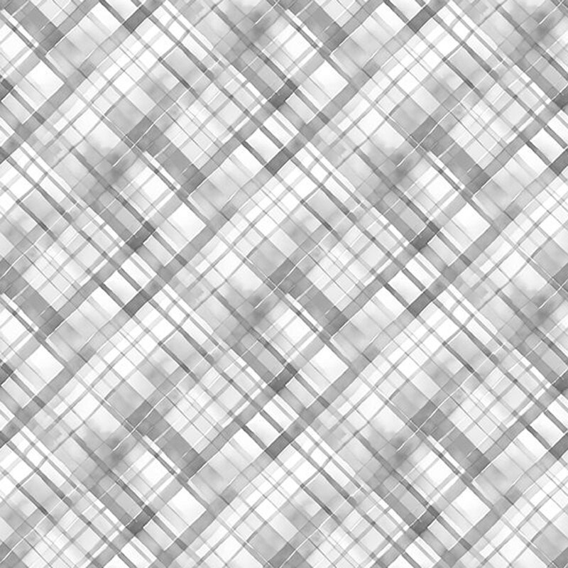 White and gray overlapping diagonal plaid.