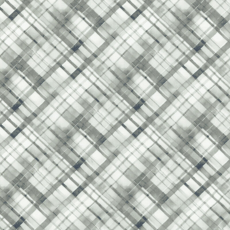 White and gray overlapping diagonal plaid.