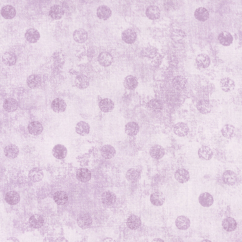 Light purple textured background with scattered, irregular polka dots in varying shades of lavender.