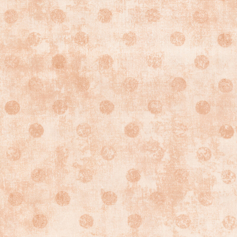 Light peach textured background with evenly spaced, soft blush polka dots.